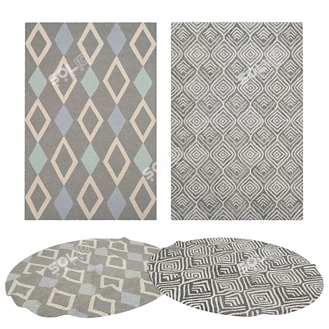 Versatile Set of 8 High-Quality Rugs 3D model image 1