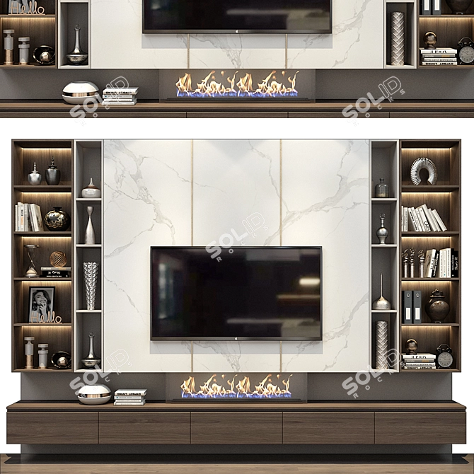 Sleek TV Wall Decor 3D model image 1