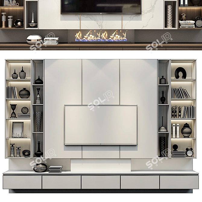 Sleek TV Wall Decor 3D model image 2