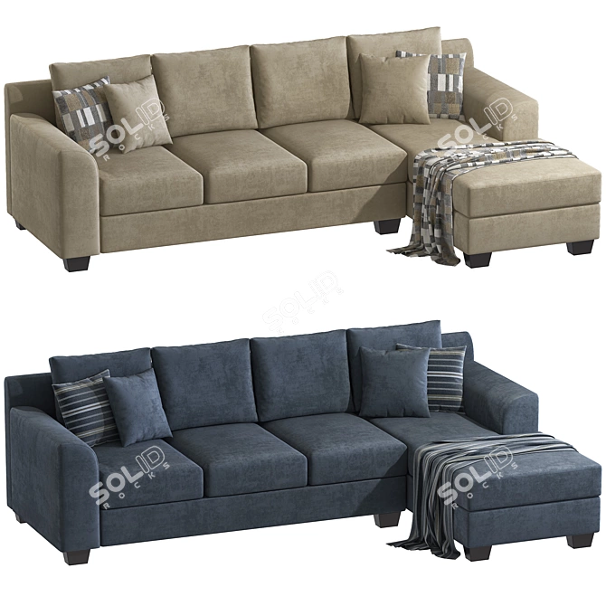 Ardsley Pewter 3-Piece Sectional 3D model image 1