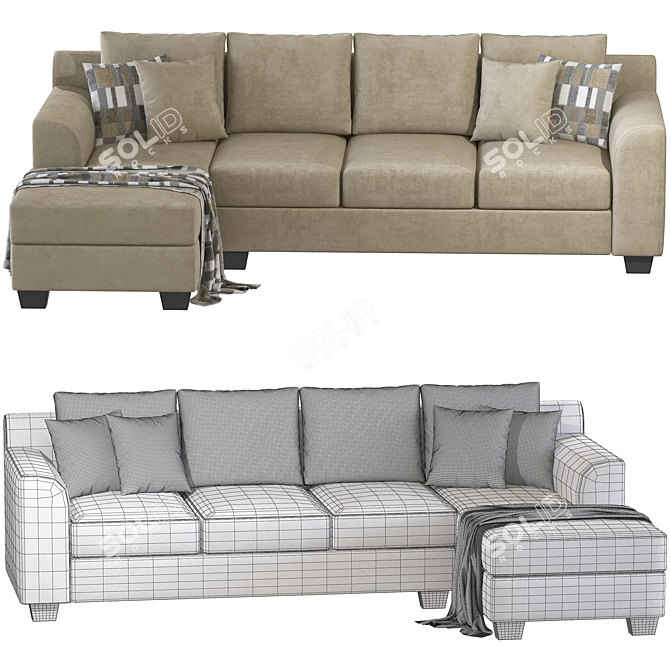 Ardsley Pewter 3-Piece Sectional 3D model image 6