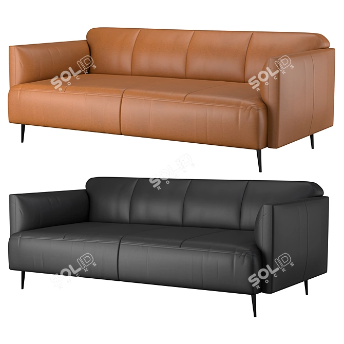 Luxury Modena Sofa in Leather & Textile 3D model image 2