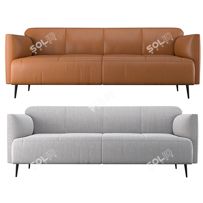 Luxury Modena Sofa in Leather & Textile 3D model image 3