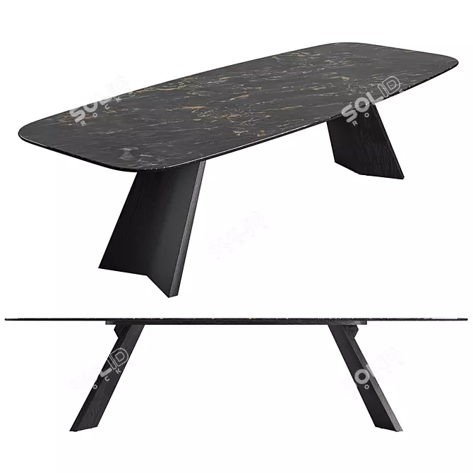 ICARO Ceramic Top Table: Sleek Design for Elegant Dining 3D model image 1