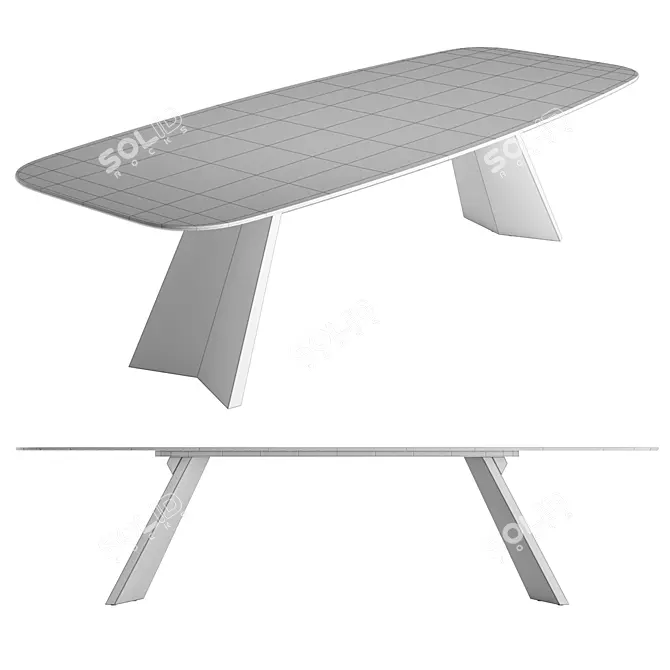 ICARO Ceramic Top Table: Sleek Design for Elegant Dining 3D model image 2