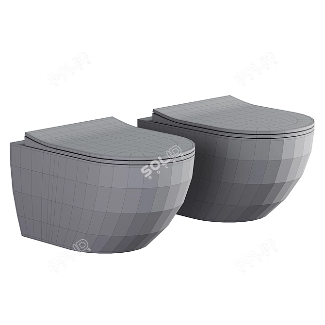 Sleek Black Rim-Ex Wall Hung Toilet 3D model image 2