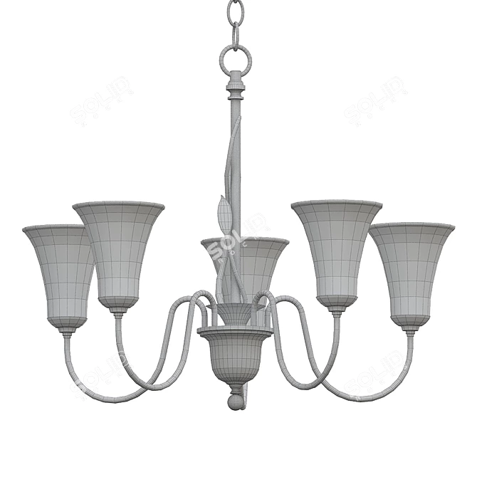 Elegant Forged Leaf Chandelier 3D model image 2