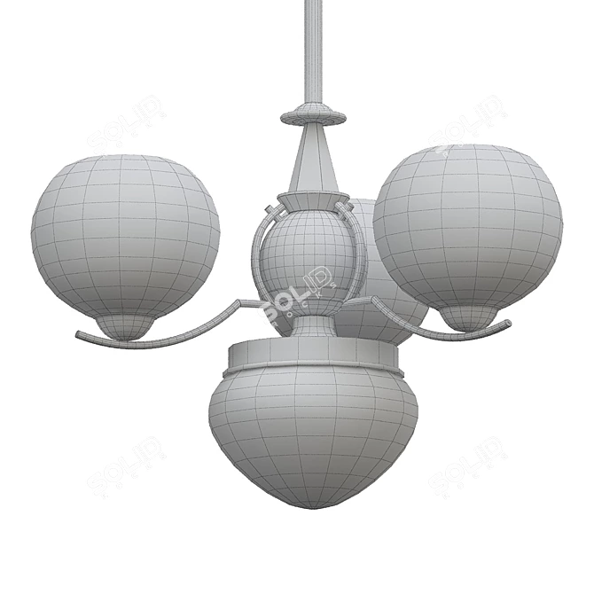 Vintage Art Deco Chrome Chandelier 3D model image 2