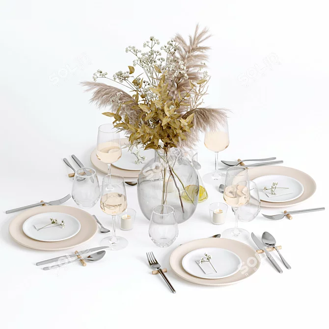 Modern Tableware Set: High-Quality 3D Model 3D model image 3