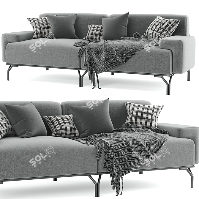 Summit Standard Sofa: Modern 2-Seater in Fabric 3D model image 2