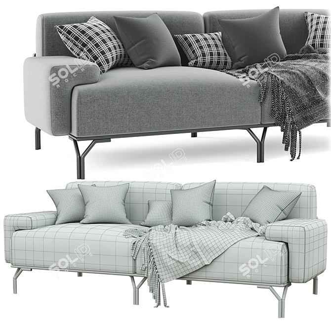 Summit Standard Sofa: Modern 2-Seater in Fabric 3D model image 3