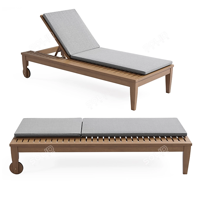 Elegant Eucalyptus Chaise Lounge 3D model image 1