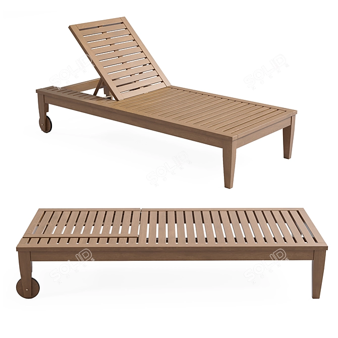 Elegant Eucalyptus Chaise Lounge 3D model image 2