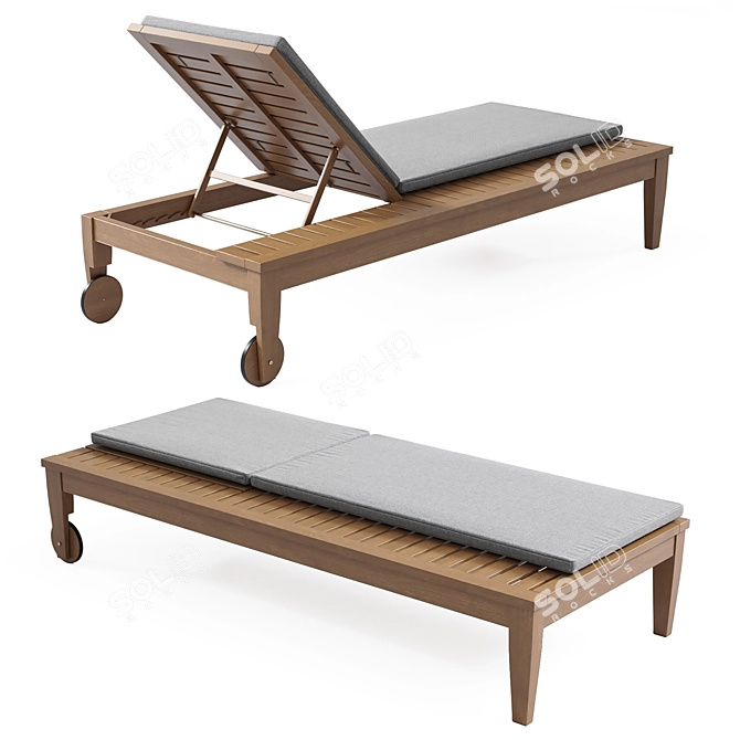 Elegant Eucalyptus Chaise Lounge 3D model image 3