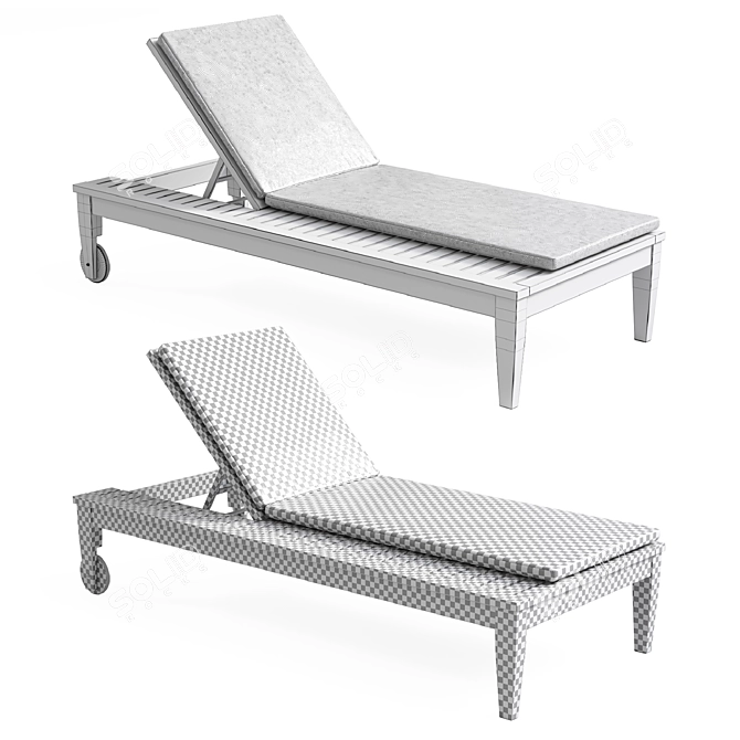 Elegant Eucalyptus Chaise Lounge 3D model image 5