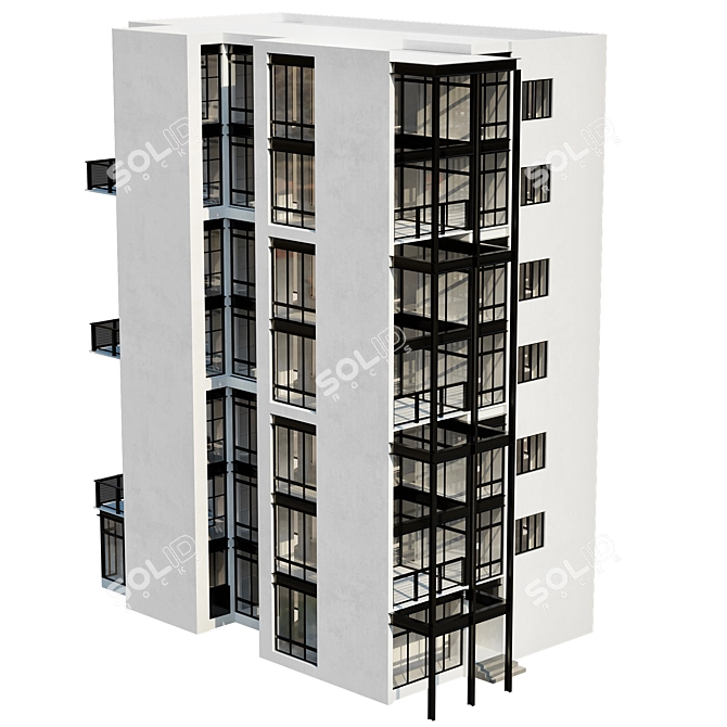 Modern Residential Building Design 3D model image 4