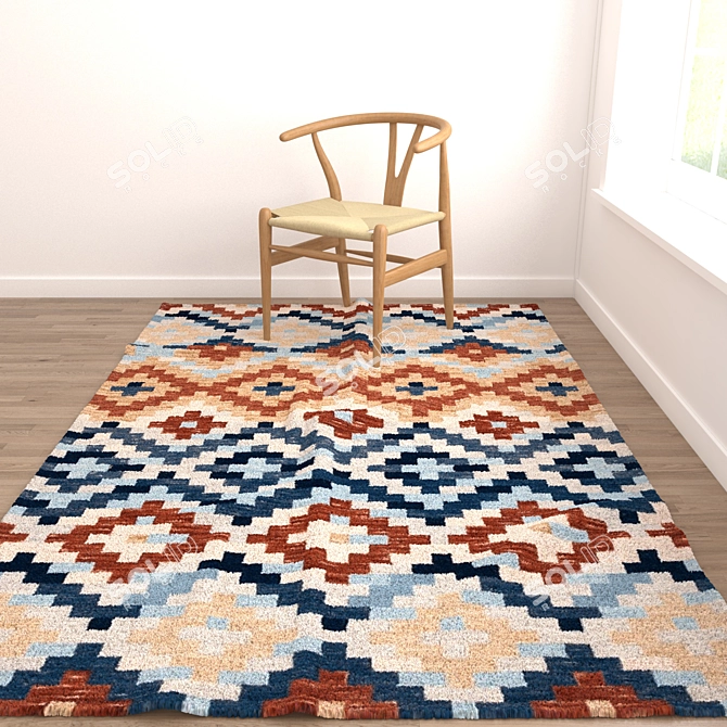 Versatile 8-Piece Rugs Set 3D model image 5