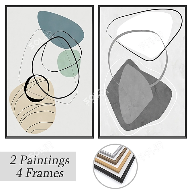 Contemporary Wall Art Set 3D model image 1