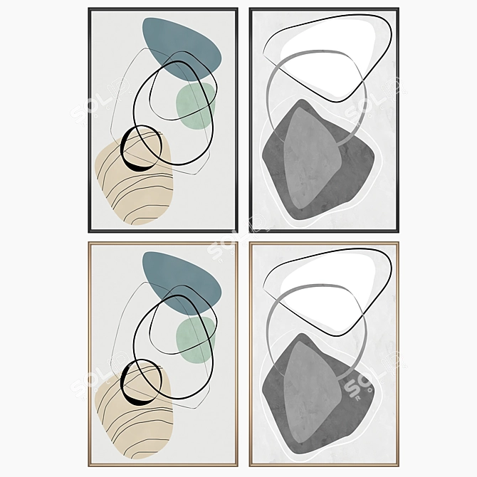 Contemporary Wall Art Set 3D model image 2