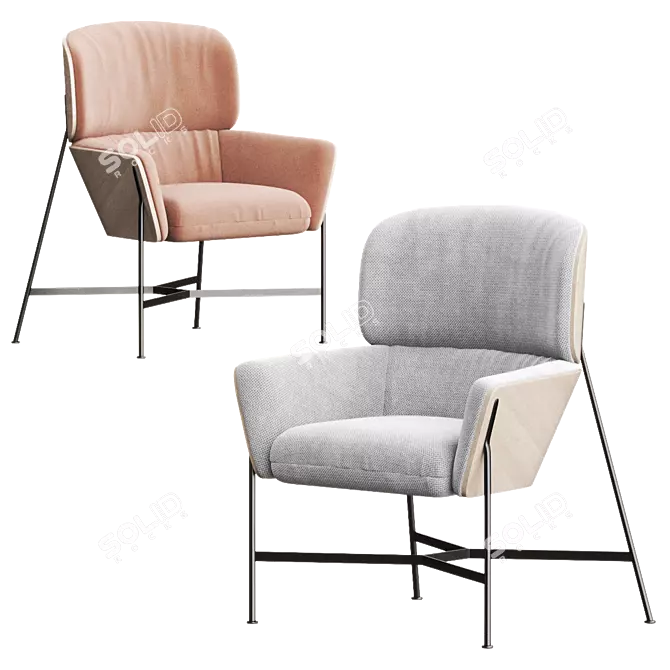 CARISTO Fabric Armchair: Modern Elegance for Your Space 3D model image 4