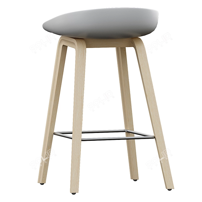 Modern Oak Bar Stool 3D model image 4