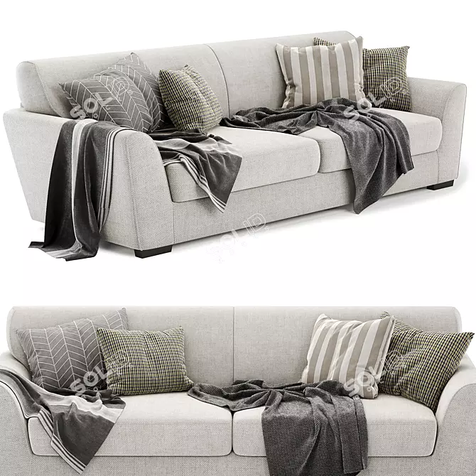 Elegant Malmaison 4 Seater Sofa 3D model image 3