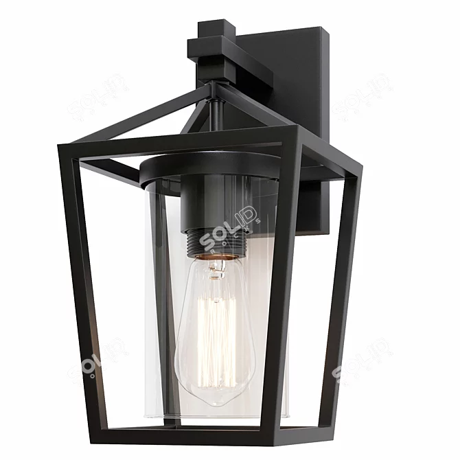 Elegant Black Outdoor Wall Lantern 3D model image 1