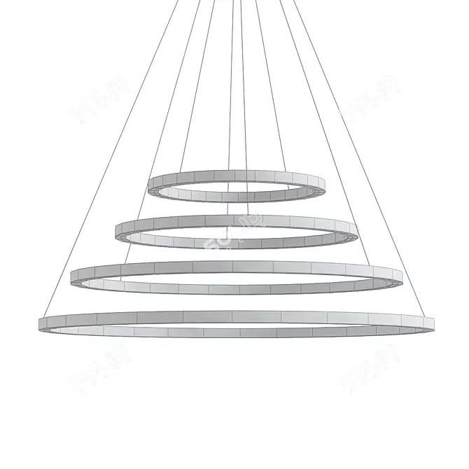 Elegant Ceiling Rings Pendant 3D model image 2