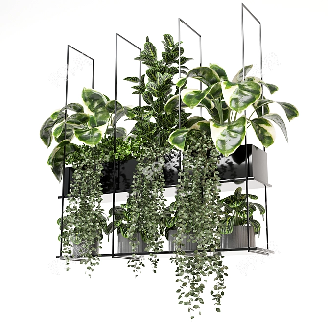 Metal Box with Hanging Plants 3D model image 2