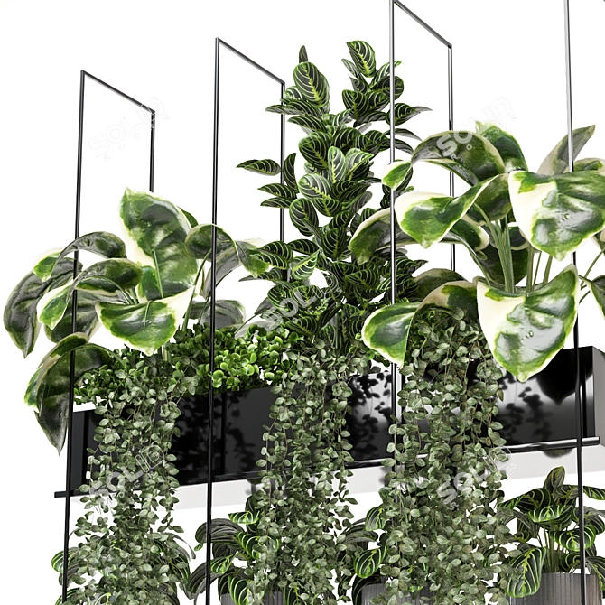 Metal Box with Hanging Plants 3D model image 4