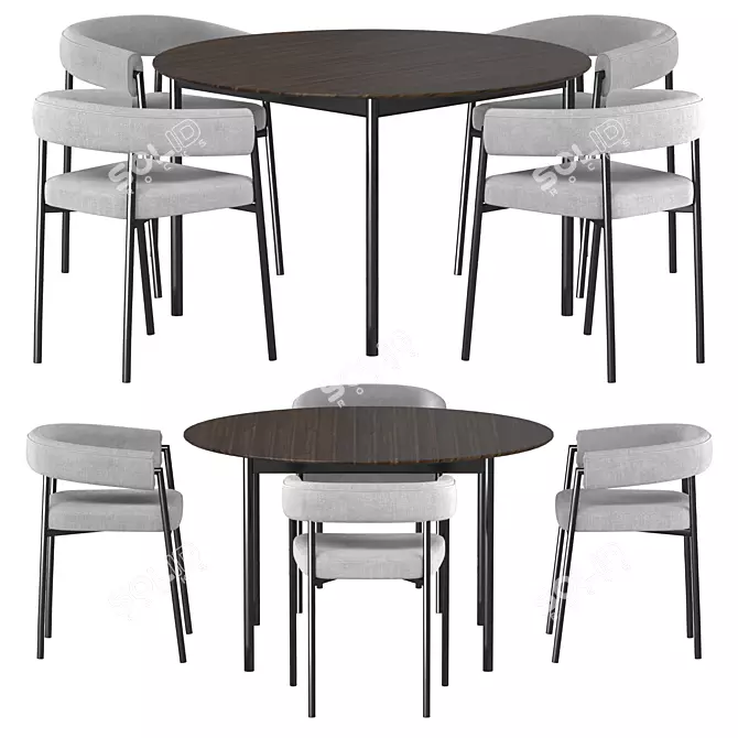 Latina Round Dining Table Set 3D model image 1