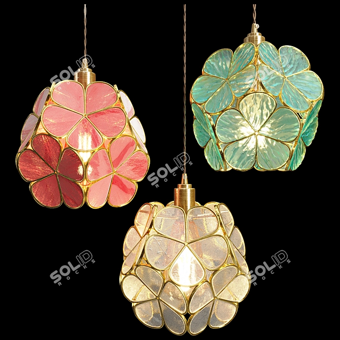 Elegant Glass Floral Pendant Light 3D model image 2