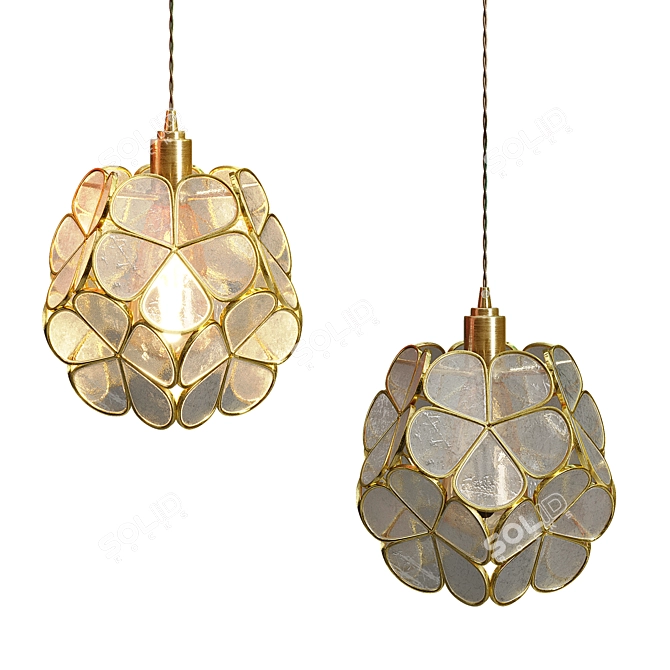 Elegant Glass Floral Pendant Light 3D model image 4