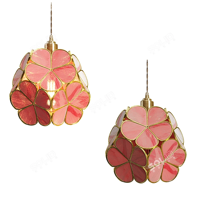 Elegant Glass Floral Pendant Light 3D model image 5