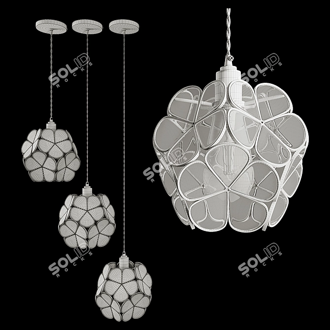 Elegant Glass Floral Pendant Light 3D model image 7