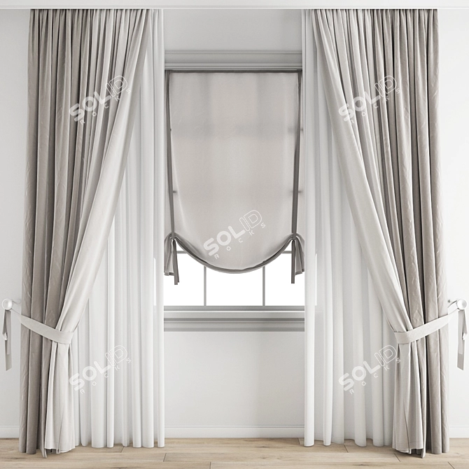 Polygonal Curtain Model: High Quality & Multiple Formats 3D model image 1