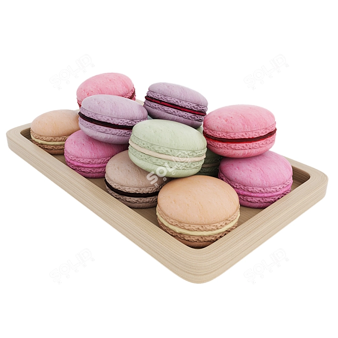 Elegant Macaroon Tray: Realistic 3D Model 3D model image 2