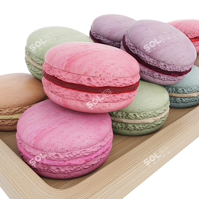 Elegant Macaroon Tray: Realistic 3D Model 3D model image 3