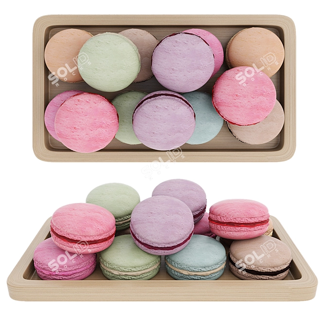 Elegant Macaroon Tray: Realistic 3D Model 3D model image 4