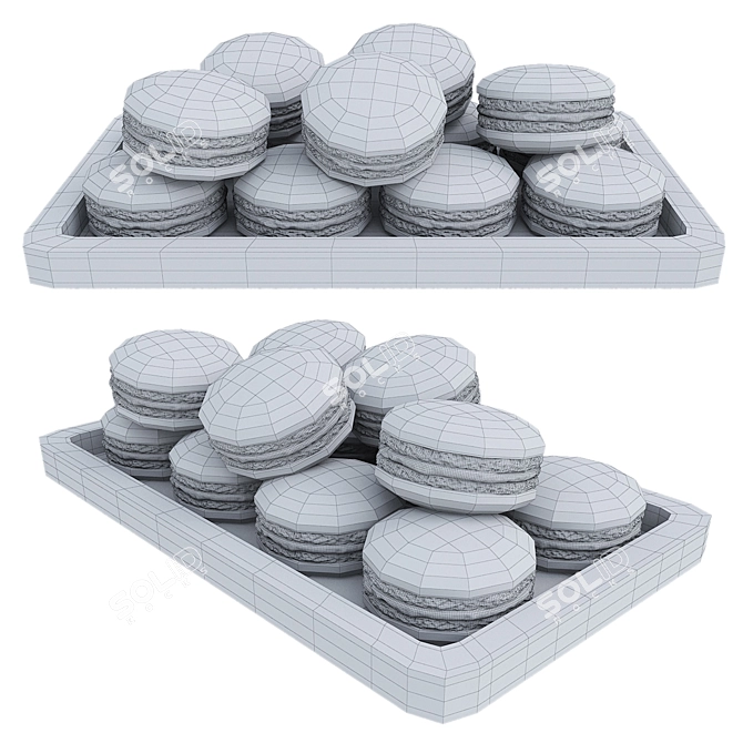 Elegant Macaroon Tray: Realistic 3D Model 3D model image 5