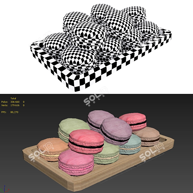 Elegant Macaroon Tray: Realistic 3D Model 3D model image 7