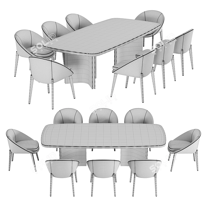 Elegant Minotti Dining Set 3D model image 4