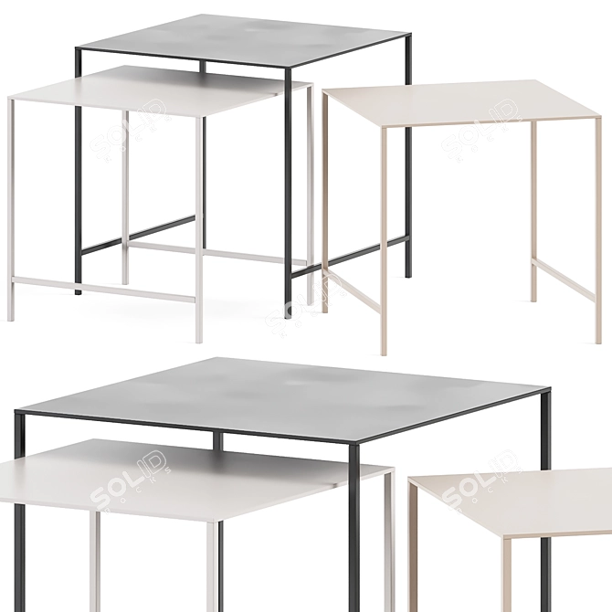 Hübsch Duo Tables: Sleek and Stylish Side Table Set 3D model image 1