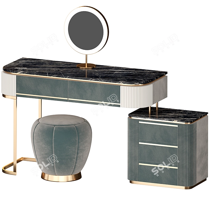 Elegant Glamour Vanity Dresser 3D model image 1