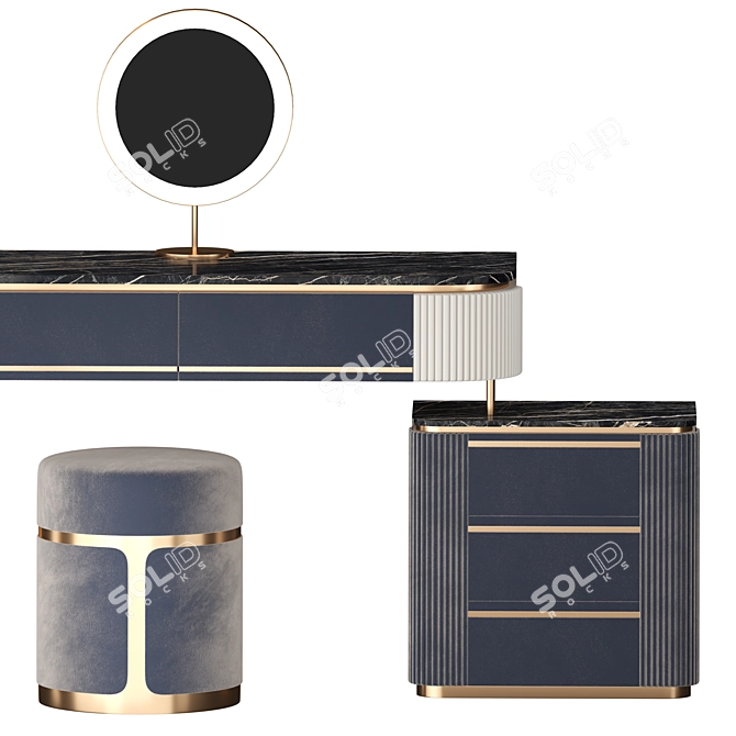 Elegant Glamour Vanity Dresser 3D model image 5