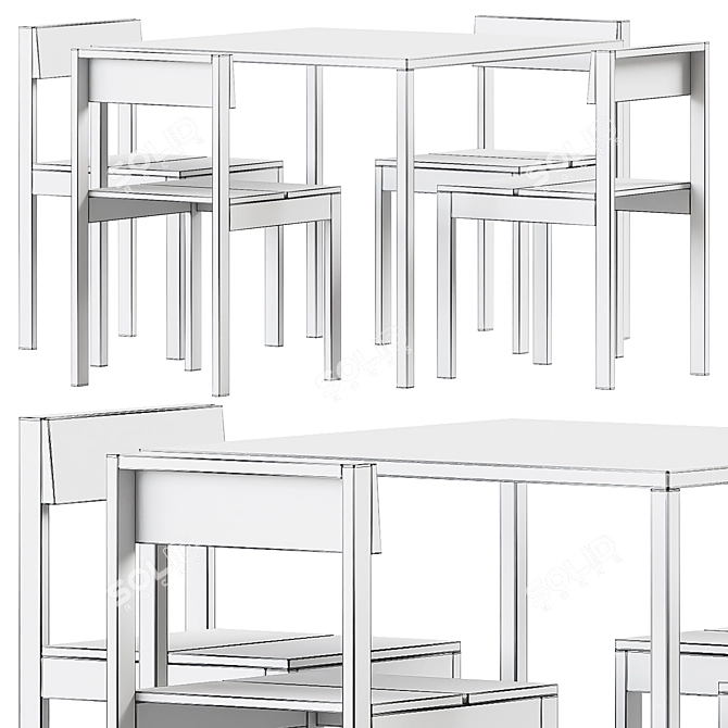 Elegant Iron Table with Na Xemena Chair 3D model image 5