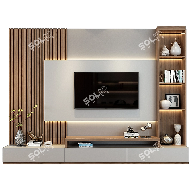 Sleek TV Wall Set 101 3D model image 1