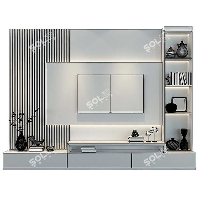 Sleek TV Wall Set 101 3D model image 2