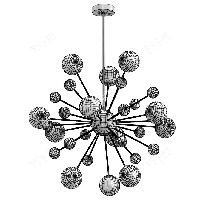 Luxury Nordic Gold Sputnik Chandelier 3D model image 2