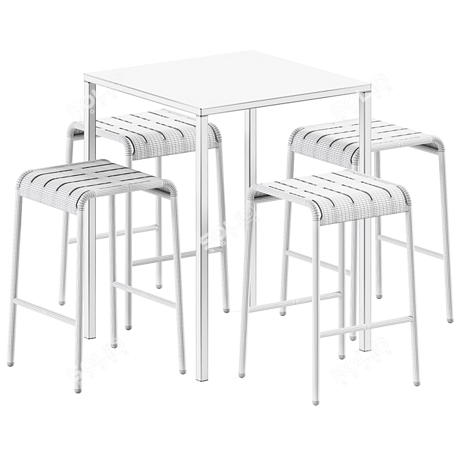 Iron High Table & Easy High Stool Set | Outdoor Furniture 3D model image 2